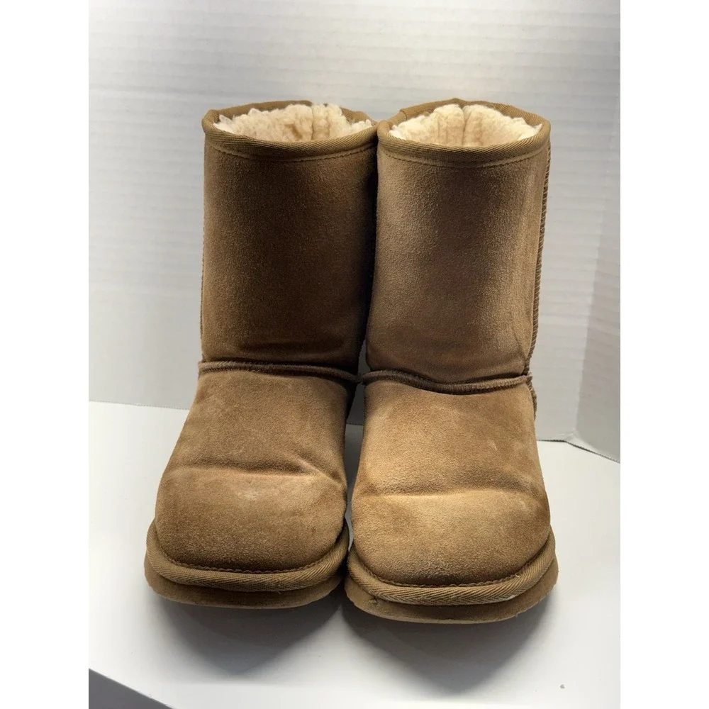 Bearpaw Pawz Julia Boots Womens 8 Chestnut Suede Faux Fur Lined Classic‎